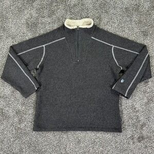 Kuhl Alfpaca Fleece Jacket Mens Medium Charcoal Gray‎ 1/4 Zip Pullover Outdoors